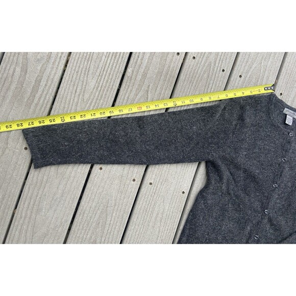 Vintage Eddie Bauer Women’s Lambswool Angora Cardigan Gray Fuzzy Knit Sweater M - Picture 7 of 11